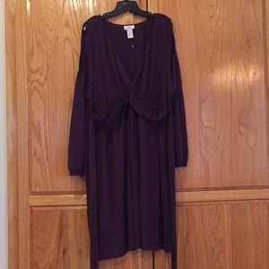Purple open shoulder sweater dress plus junior